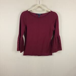 White House Black Market 3/4-Sleeve Lace Bell Sleeve Sweater Size S